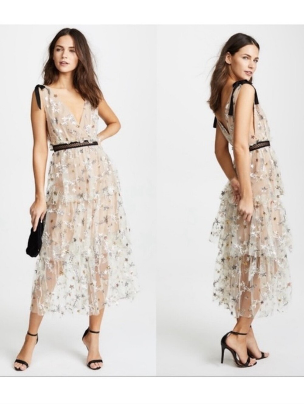 Self-Portrait Star Mesh Midi Dress NWT